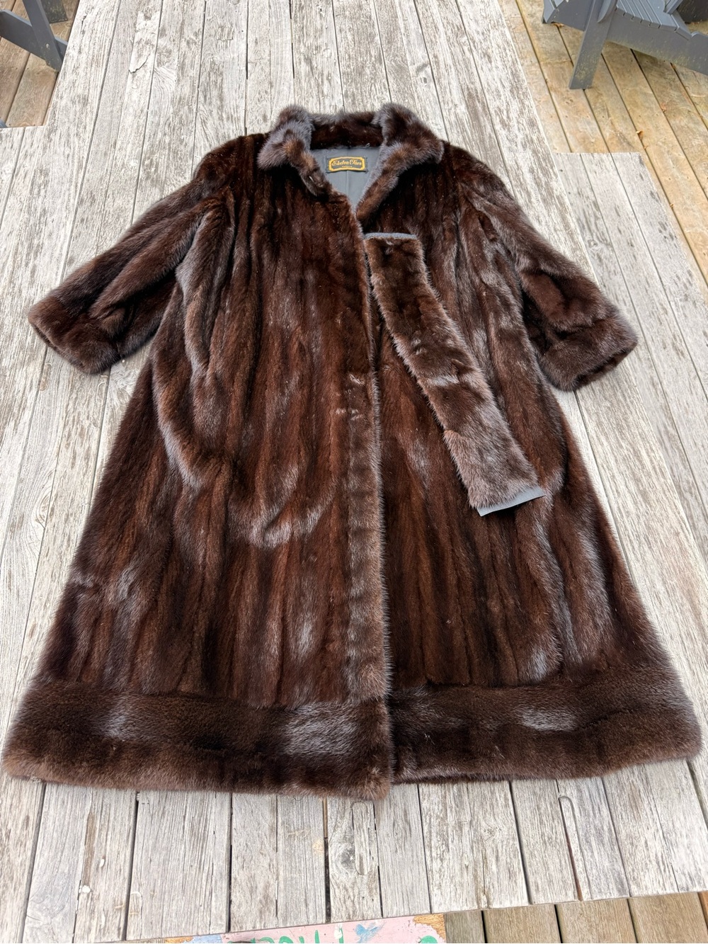 Vintage Electra Furs Toronto Full Length Brown Mink Fur Coat + Matching Headband